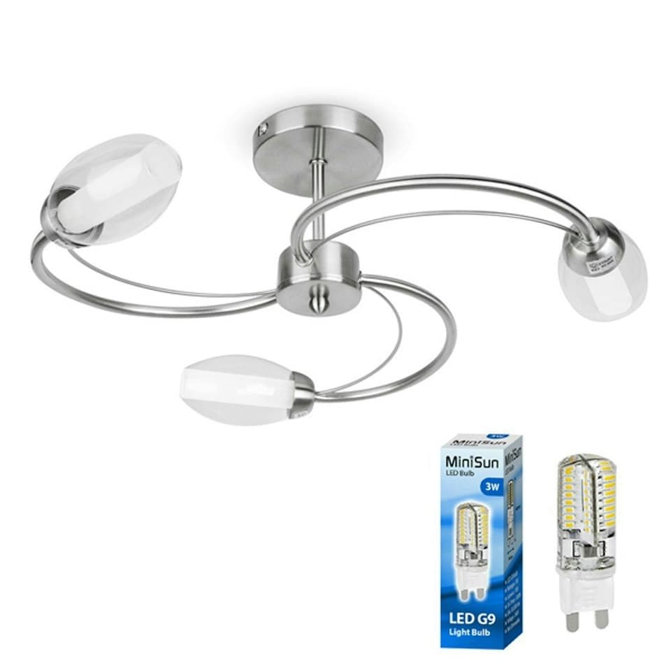 image 1 of ValueLights Caprice 3 Way Brushed Chrome Ceiling Light Silver