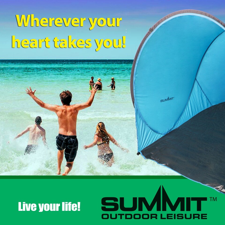 image 1 of VFM e-Store Blue Pop-Up Beach Shelter - SPF 50 Portable Sun Shade