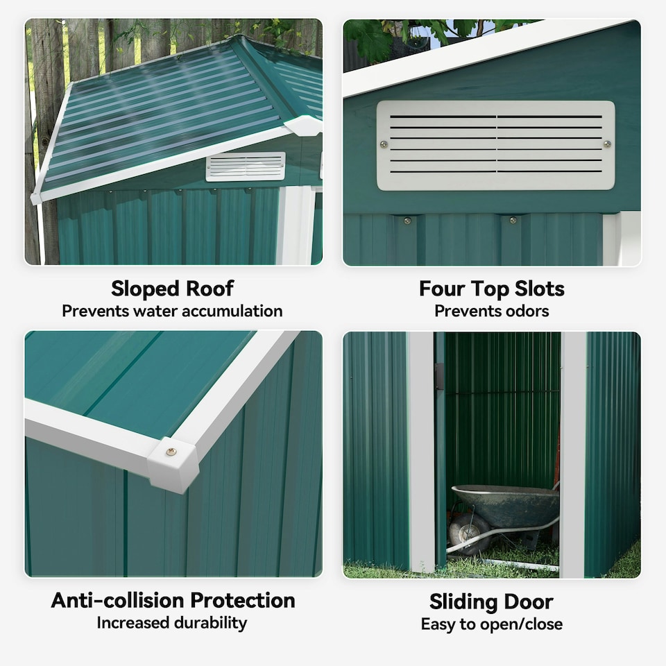 image 1 of Outsunny 5ft x 4.3ft Outdoor Metal Storage Shed with Sliding Door Sloped Roof