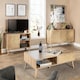 image 10 of Coffee Table Rattan Front Drawer Open Shelf Solid Wooden Legs Home Living Room