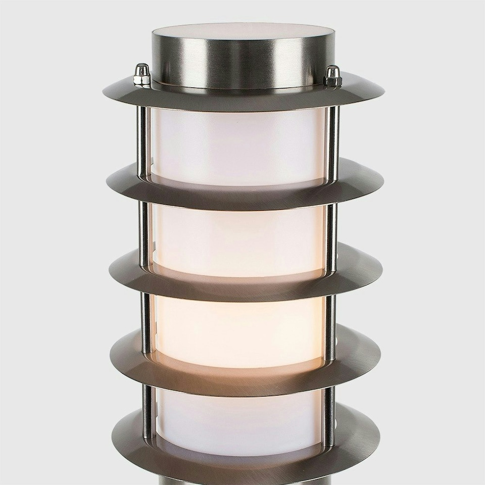 image 1 of ValueLights Wharf Bollard Pair of Silver Outdoor Bollard Light 1M Chrome