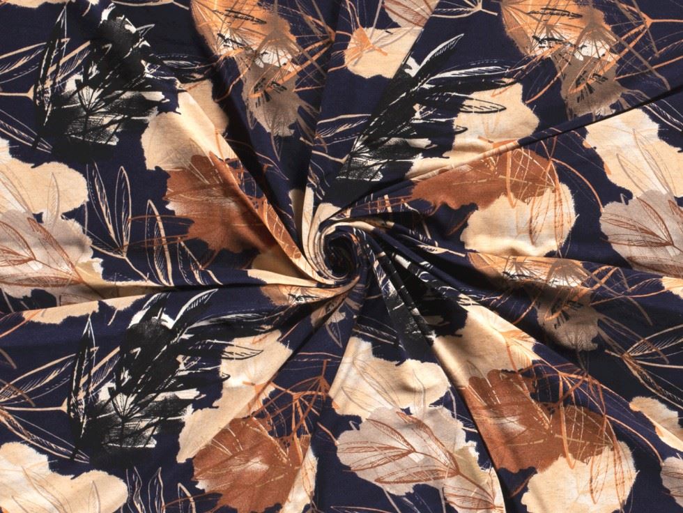 Navy Linen Viscose Jersey Stretch Knit Fabric for Dressmaking, 147cm / 57" Wide - per metre