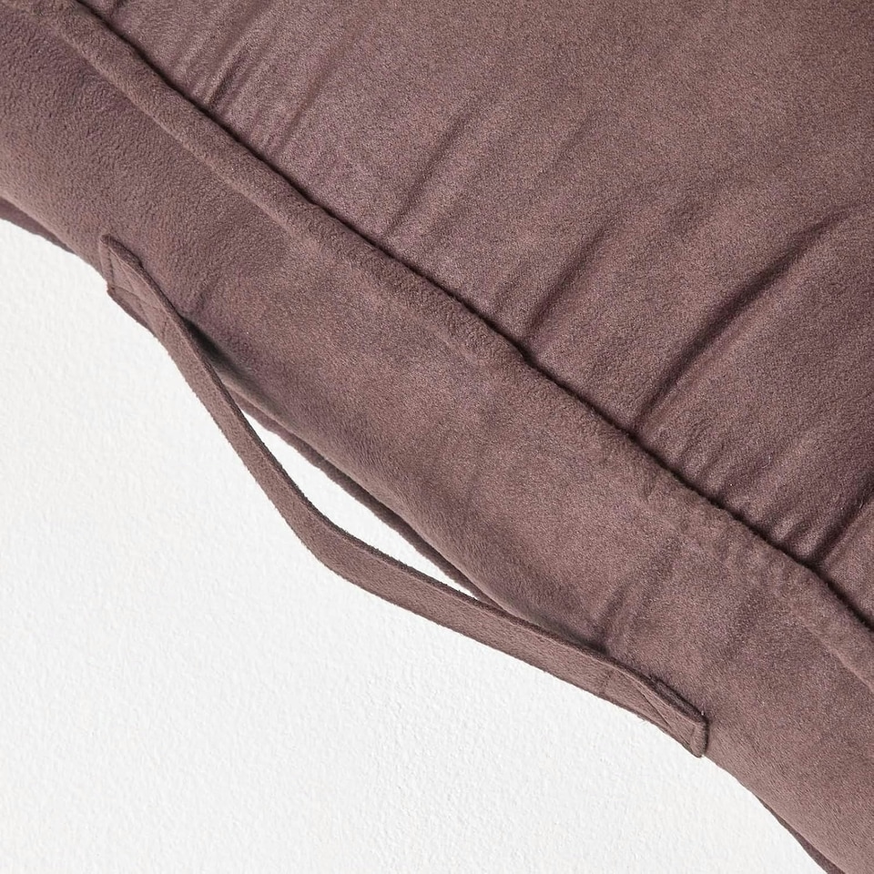 image 1 of Homescapes Chocolate Brown Faux Suede Armchair Booster Cushion | Brown