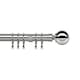 image 1 of 35mm Fixed Length Metal Curtain Pole Set Chrome Ball Finial 120cm | Silver | Silver