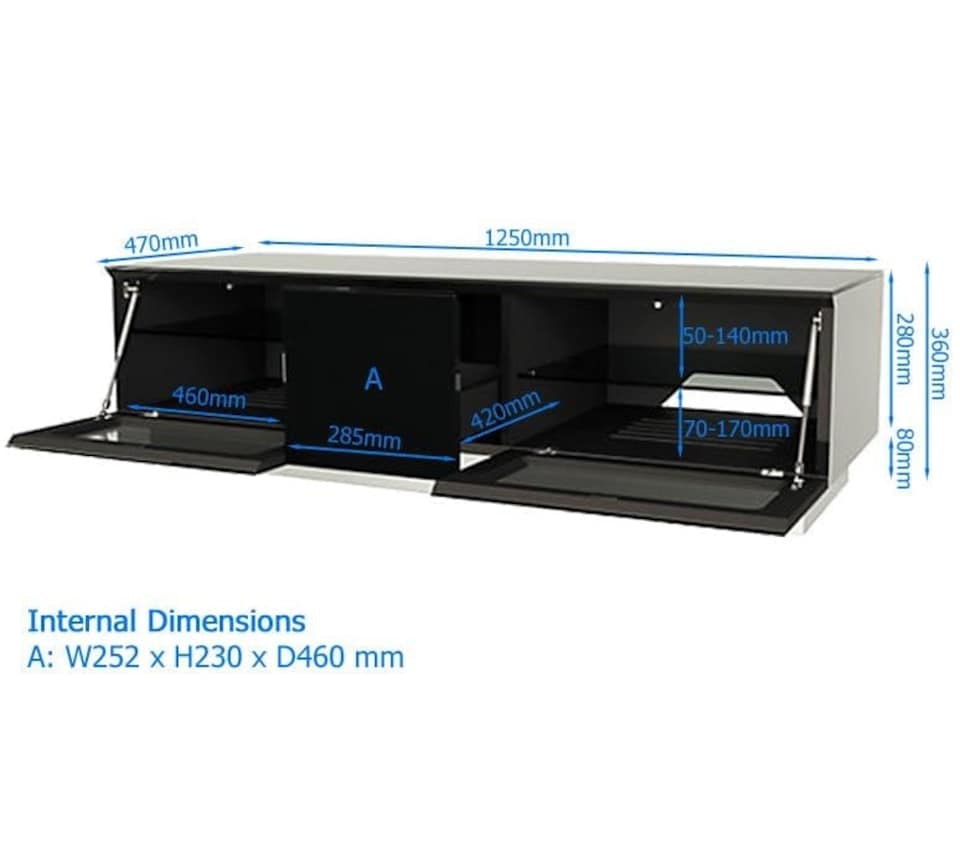 image 1 of Alphason TV-Stand with 1 Flap White, 1250mm | White | White | One Size | 1