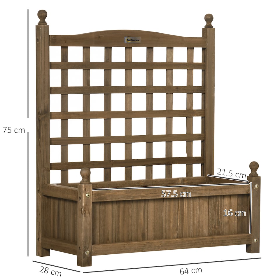 image 1 of Outsunny Raised Garden Bed with Trellis Garden Planters Indoor Outdoor Brown | Brown | Brown