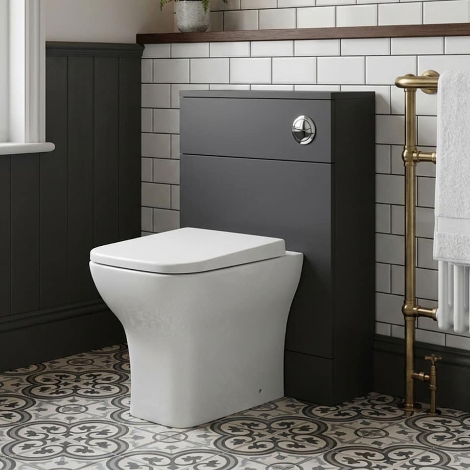image 1 of Balterley Alrewas Contemporary Floor Standing Compact WC Unit with Coordinating Worktop, Gloss Grey, 600mm