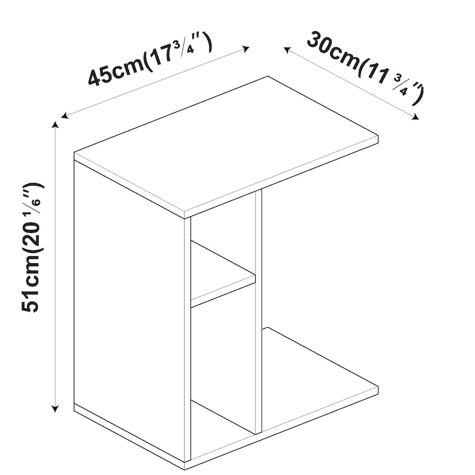 image 1 of C-Shape Side Wooden Table End Coffee Bedside Nightstand Laptop Snack Living Room | Multi | Dark Oak/Black