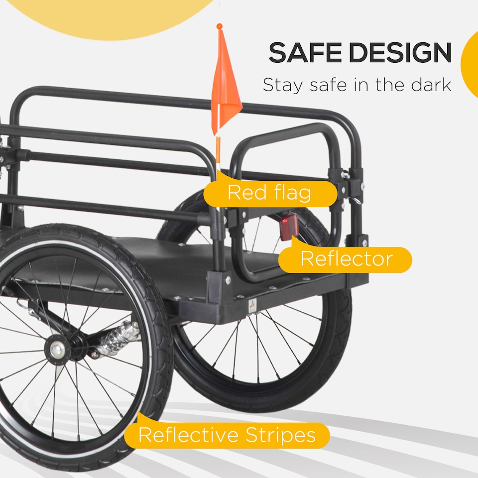 image 1 of HOMCOM Bike Trailer Wagon Bicycle Cargo Trailer w/ Suspension, 2 Wheels, Black