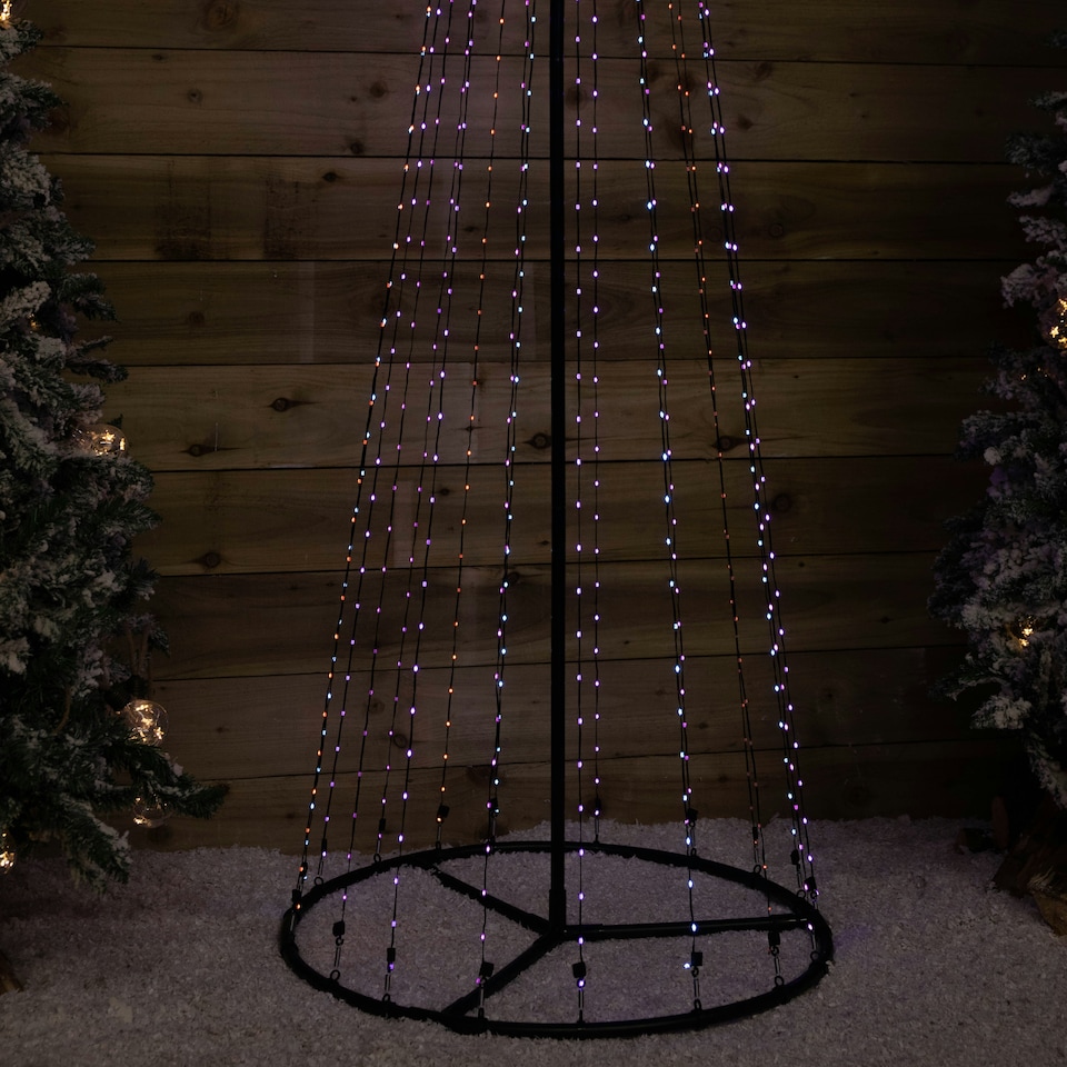 image 1 of 4m (13ft) Light up Christmas Pyramid Cone Tree with 1374 Multi-Action Rainbow LEDs