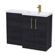 image 1 of Balterley Right-Hand Bathroom Vanity and WC Unit Combination with Basin, with Handles | Black | Black Woodgrain
