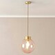 image 2 of ValueLights Frenchie Pink Glass Globe Brushed Gold Capped Ceiling Pendant Light with Bulb Gold