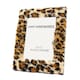 image 1 of Contemporary Designer Fluffy Leopard Print 5 x 7 Free Standing Picture Frame | Orange | 5" x 7"