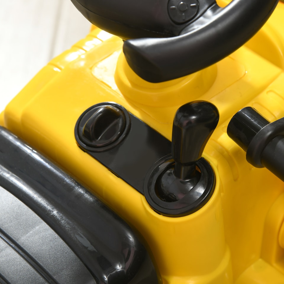 image 1 of HOMCOM NO POWER 3 in 1 Ride On Toy Bulldozer Toddler Digger Excavator Scooter Storage Cart Toilet Pretend Play Construction Truck