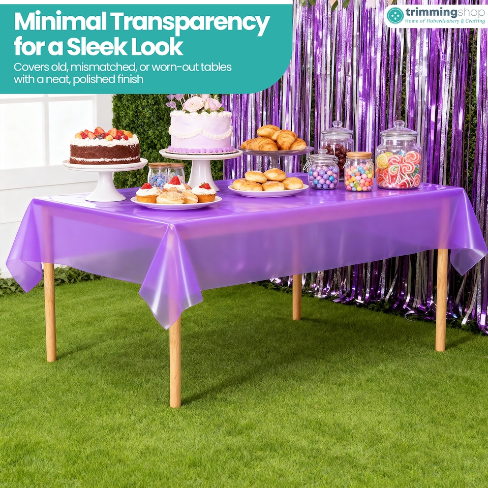 image 1 of Disposable Plastic Table Cover, Table Liner - 54" x 72"