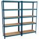 image 10 of Home Vida 5 Tier Large Heavy Duty Adjustable Steel Garage Shelving, Blue - Holds 875kg - (Set of 2) | Blue | Blue | Large