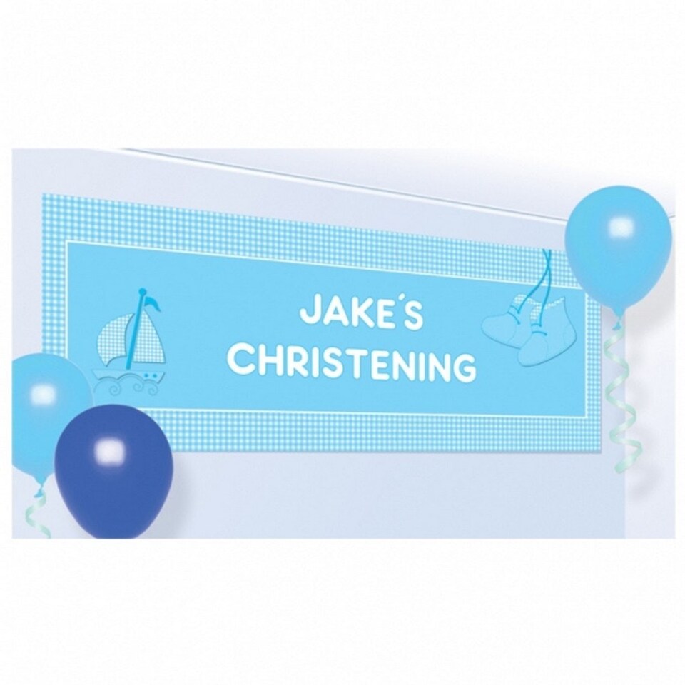 Amscan Booties Christening Banner - Blue/White - One Size