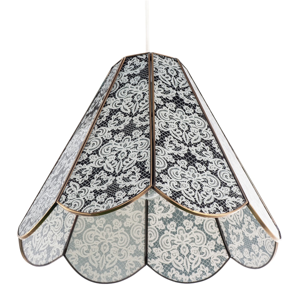 image 1 of Classic Traditional White Floral Glass Pendant Ceiling Lighting Shade