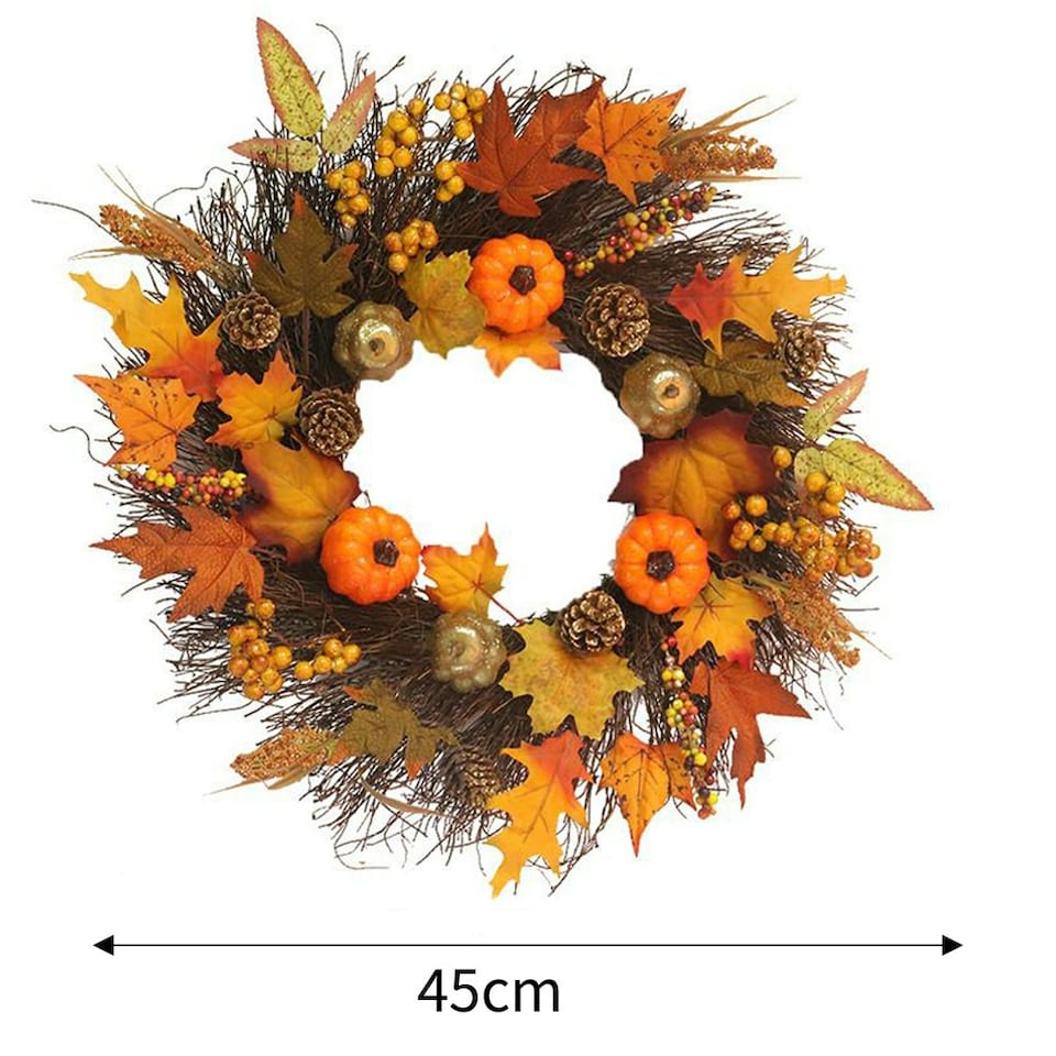 image 1 of Living and Home Artificial Autumn Halloween Prelit Wreath Decorations