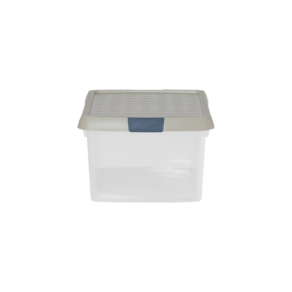 image 1 of Wham Clip 5x 10.5L Rectangular Plastic Storage Boxes with Clip Lock Lids. Ideal for Home, Office, Toys & More - Clear/Stone | Cream | Stone | 5