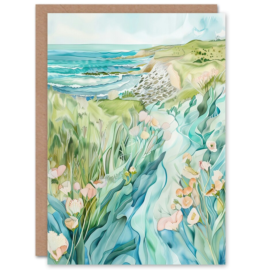 image 1 of East Riding Yorkshire Coastal Scene Watercolour Him Her Birthday Card