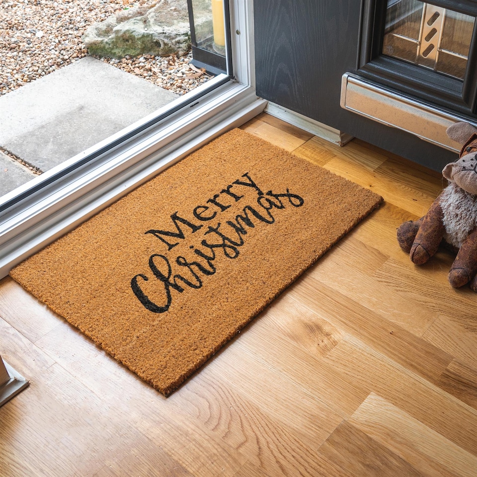 image 1 of Nicola Spring Christmas Coir Door Mat - 60 x 40cm - Merry Christmas