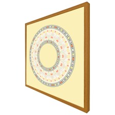 Yellow circle ornament. round frame (Picture Frame) Brown | Oak | XS
