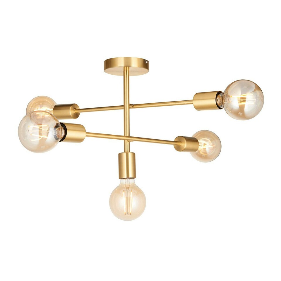 image 1 of Studio Multi Arm Lamp Semi Flush Ceiling Lamp, Satin Brass Plate