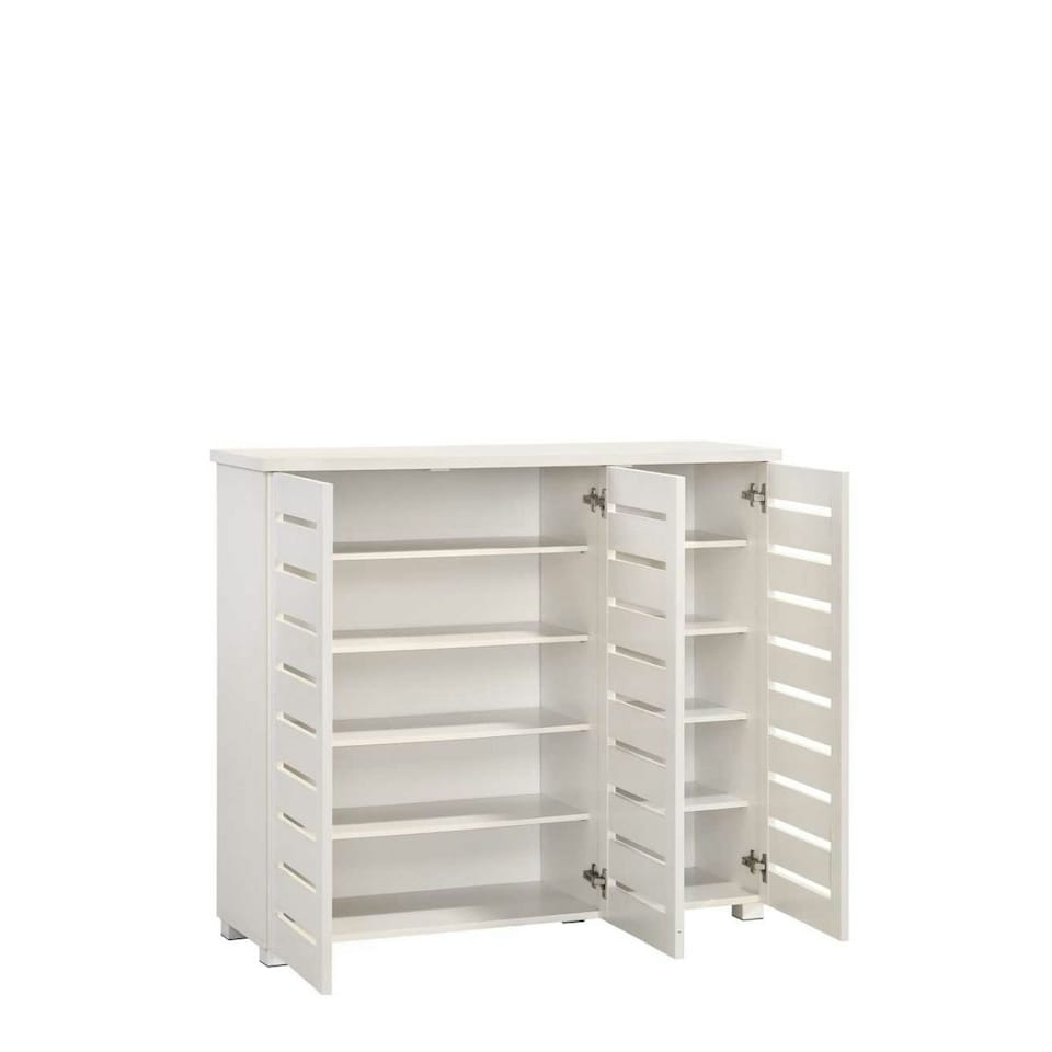 image 1 of Essentials 3 Door 5 Tier Shoe Cabinet White Finish