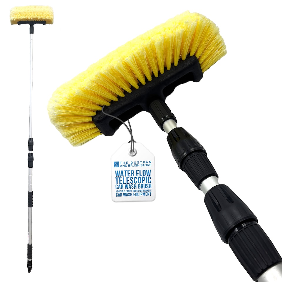 image 1 of Extra Long Telescopic Water Fed Car Wash Brush 2.66m Extendable Vehicle & Window Scrubber