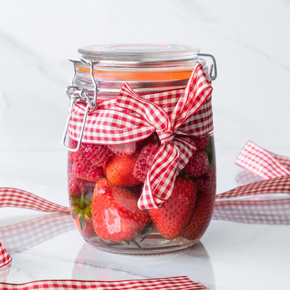 image 1 of Argon Tableware 6x Glass Storage Jar & Heart Labels Set - 750ml - 4 Seals Airtight Kitchen Storage Container Preserving Jar