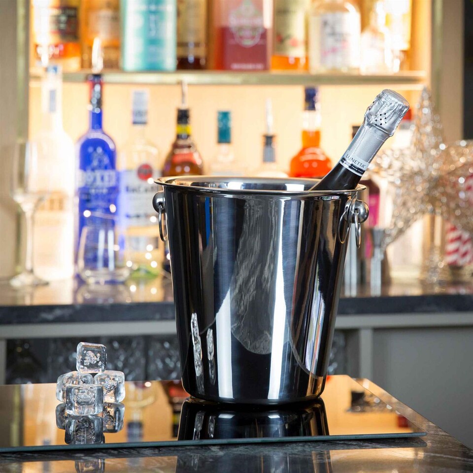 image 1 of Rink Drink Stainless Steel Ice Bucket & Tongs Set - 4 Litre - Silver