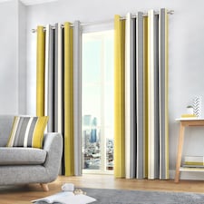 Fusion Whitworth Stripe Eyelet Curtains Ochre
