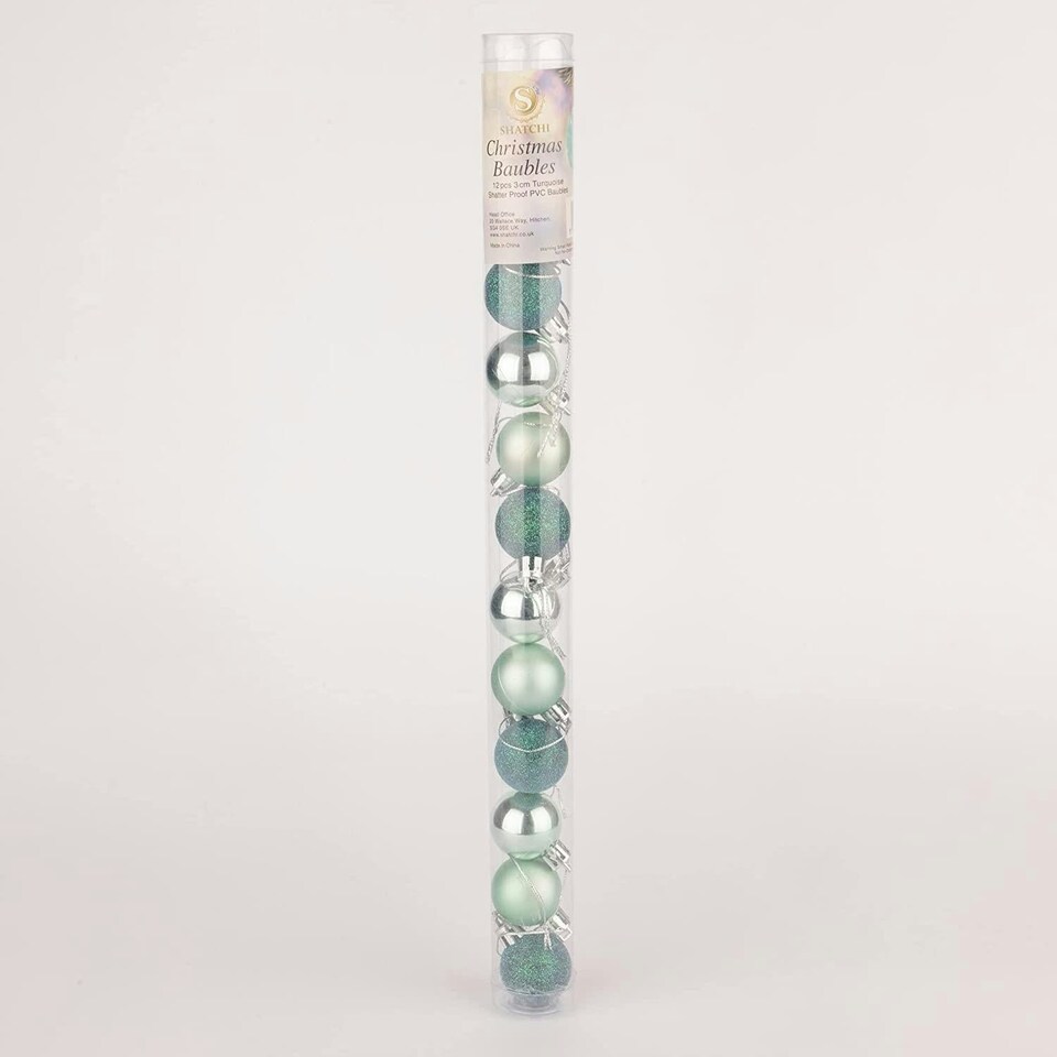 image 1 of 24pcs Turquoise Baubles 3cm PVC Set