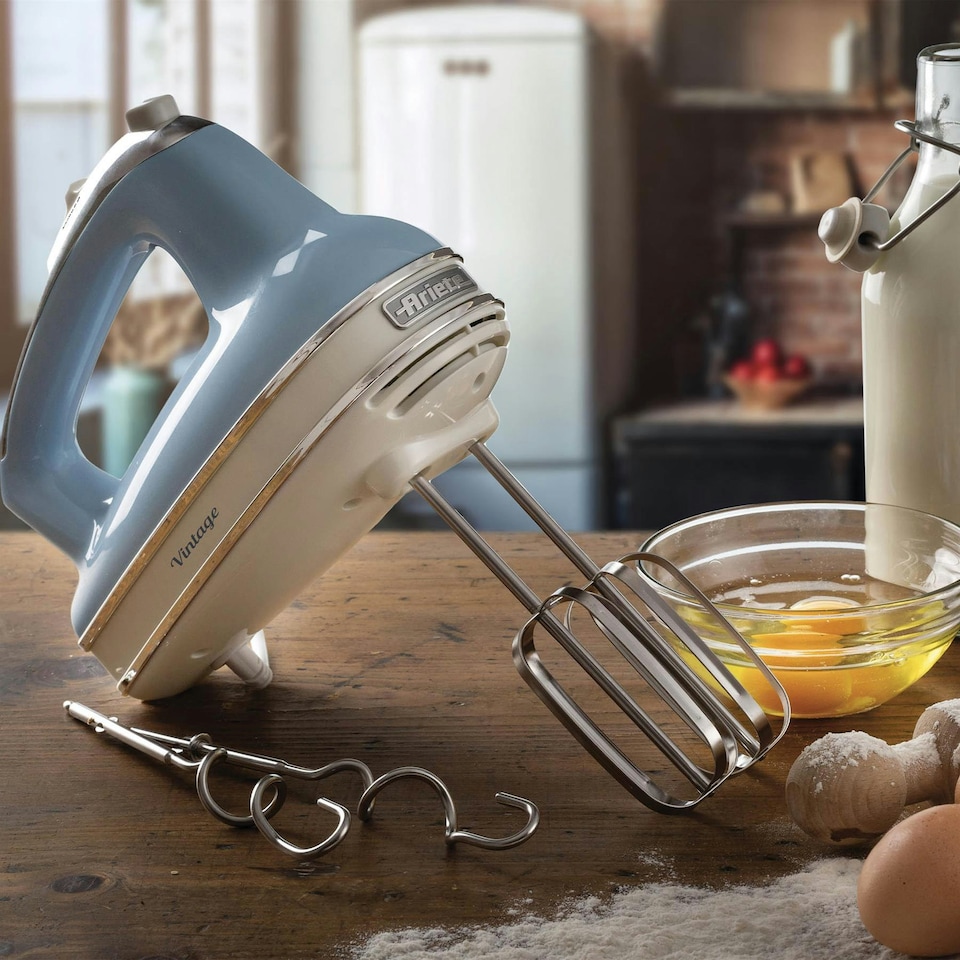 image 1 of Ariete 548/05 Retro Style Hand Mixer Electric Whisk, 5 Speed & Turbo Function, Blue
