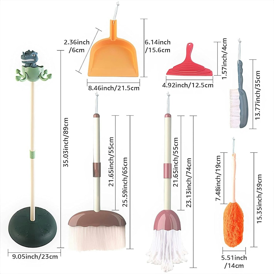 image 1 of Household Cleaning Pretend Play ToyHousehold Cleaning Pretend Play Set with Dinosaur Stand and Accessorieswith Dinosaur Stand and Accessories