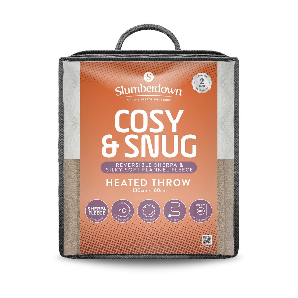image 1 of Slumberdown Cosy & Snug Sherpa Fleece Heated Throw