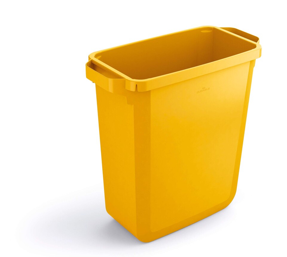image 1 of Durable 60L Waste Bin Yellow | Rectangular Recycling Bin | Food Bin | DURABIN | Yellow