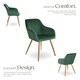 image 3 of Chair Marilyn with Velvet Cover, Gold Steel Legs and Plush Padding | Green | dark green/gold | 2