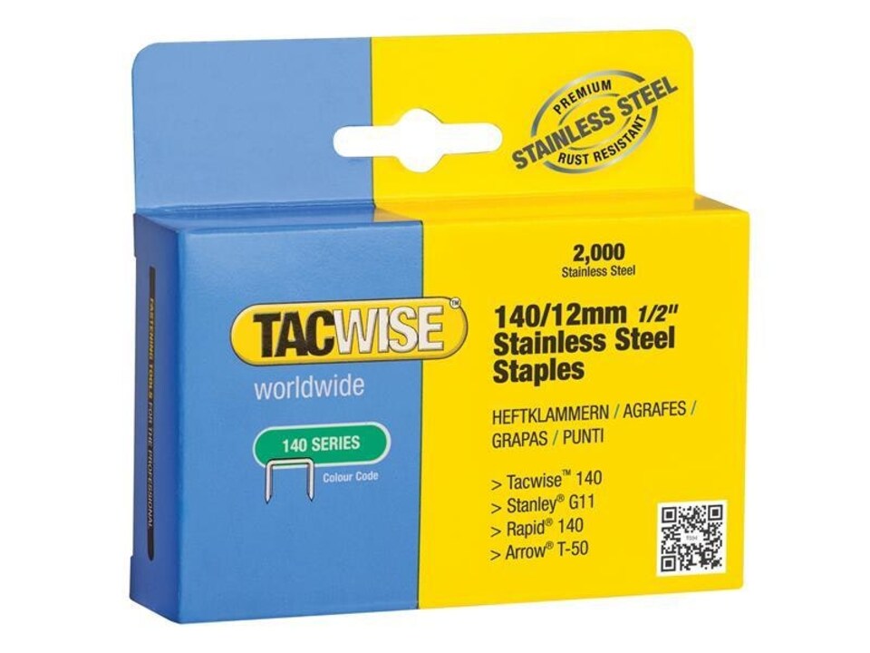 Tacwise 140 Stainless Steel Staples 12mm (Pack 2000)