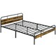 image 1 of HOMCOM King Bed Frame with Headboard, No Box Spring Needed, Brown