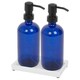 image 1 of Harbour Housewares 2pc Glass Soap Dispenser Set with Ceramic Tray - 500ml - Blue
