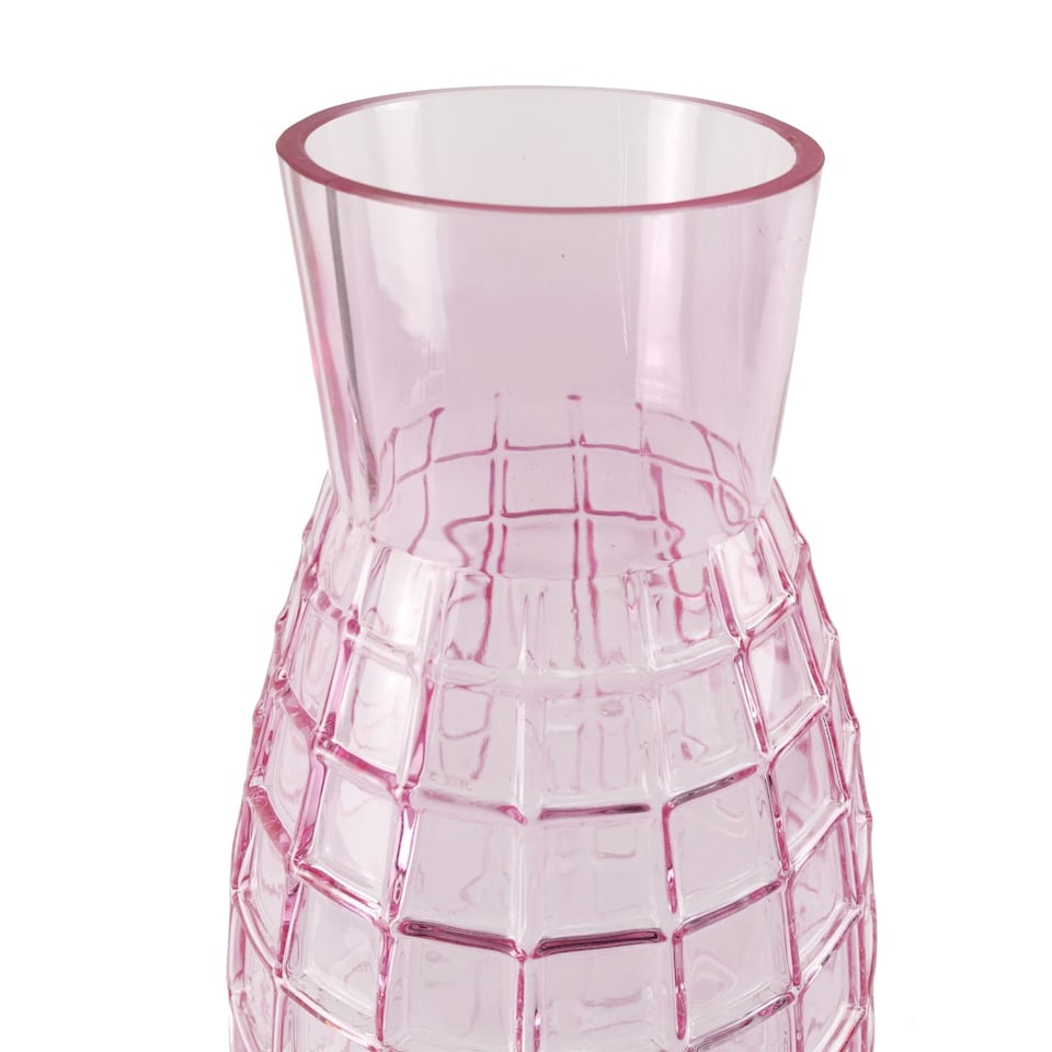 image 1 of 49cm Tall Pink Square Glass Vase | Pink | 49