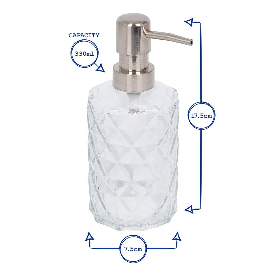 image 1 of Harbour Housewares 2pc Prism Glass Soap Dispenser Set with Ceramic Tray - 330ml