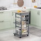 image 2 of HOMCOM Rolling Kitchen Cart, Utility Storage Cart with 4 Basket Drawers & Side Racks, Wheels for Dining Room, Grey