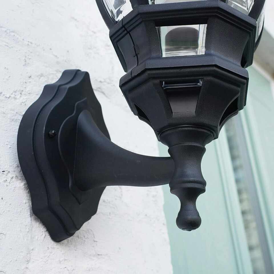 image 1 of ValueLights Black Traditional Outdoor Security Lantern Wall Light | Chrome