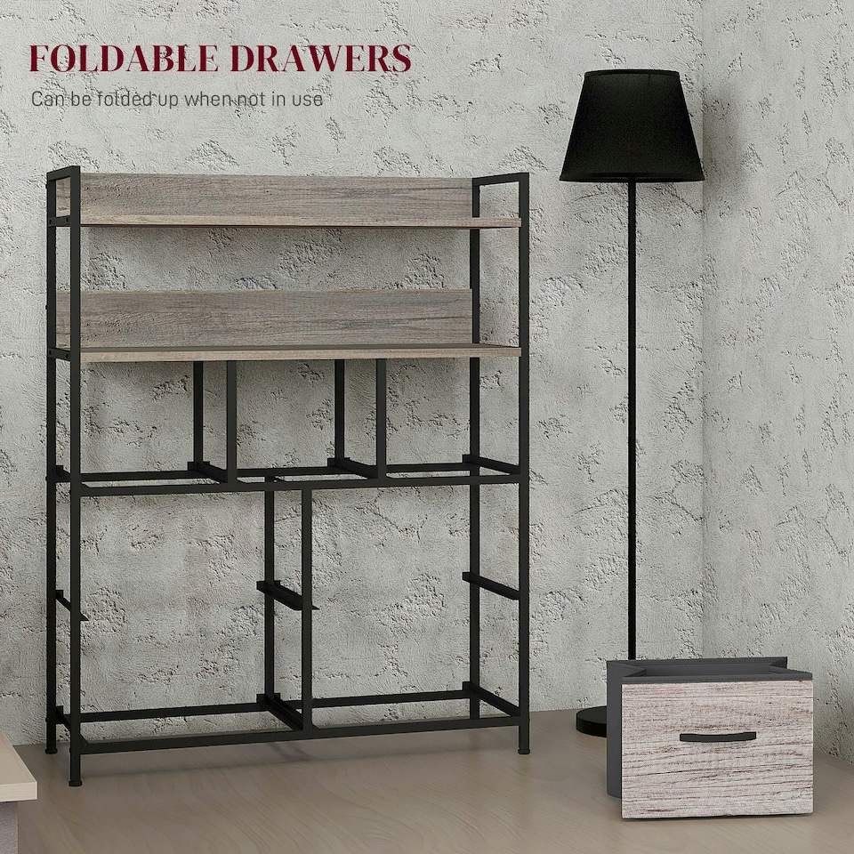 image 1 of HOMCOM Bedroom Chest of Drawers 7 Drawer Dresser w/ Shelves, Grey Wood Effect