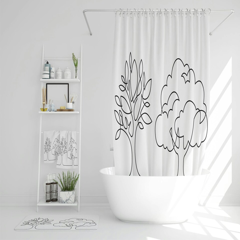 image 1 of line drawing of trees (Bathroom Set)