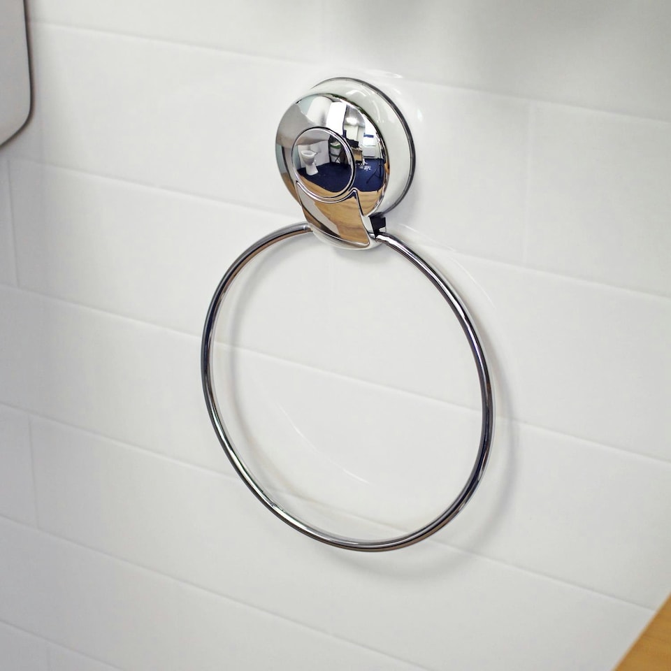 image 1 of Showerdrape SuctionLoc Chrome Wall Mounted Towel Ring