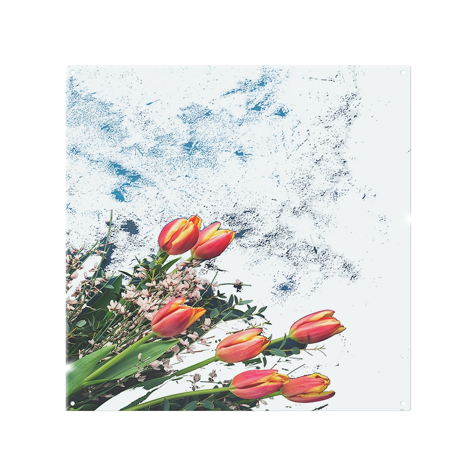 image 1 of Flowers On Marble Splash Back | White